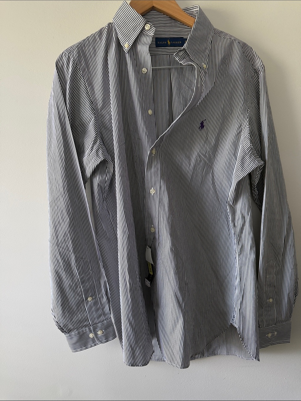 Ralph Lauren Men’s Blue & White Striped Button-Down Shirt Jacket